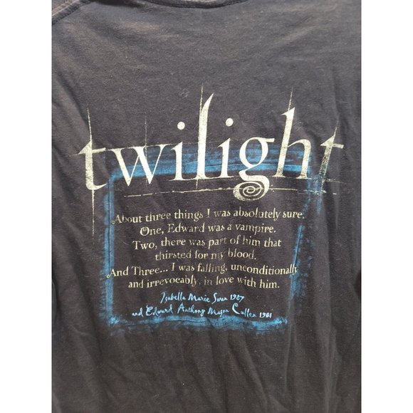 Twilight 2008 Movie Promo Edward & Bella Quote Front Back T-Shirt Black Size M - Picture 4 of 7